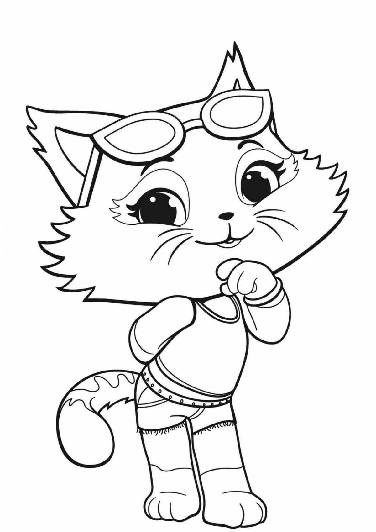 Fluffy cat coloring pages