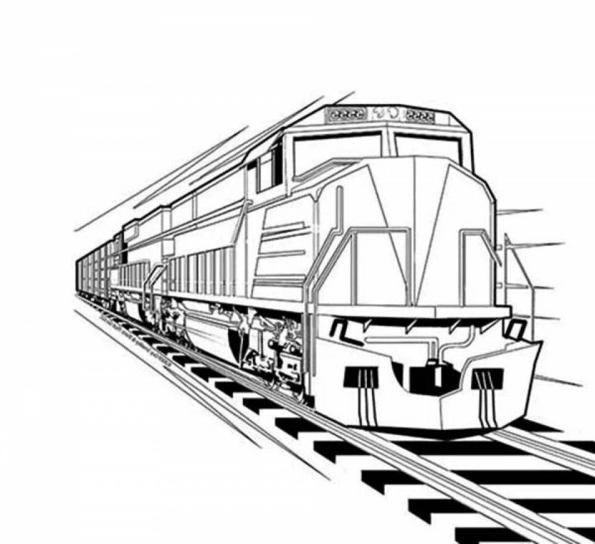 Charming locomotive coloring page