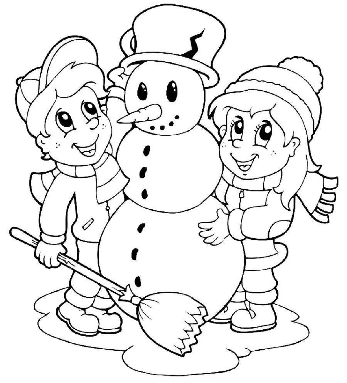 Holiday snowman coloring