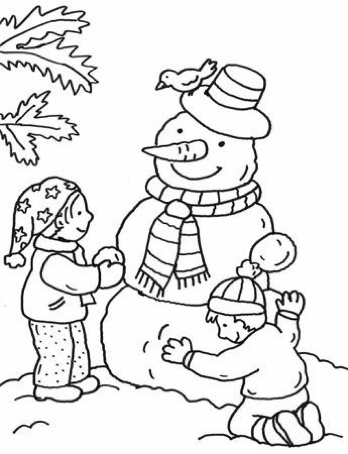 Fancy snowman coloring page