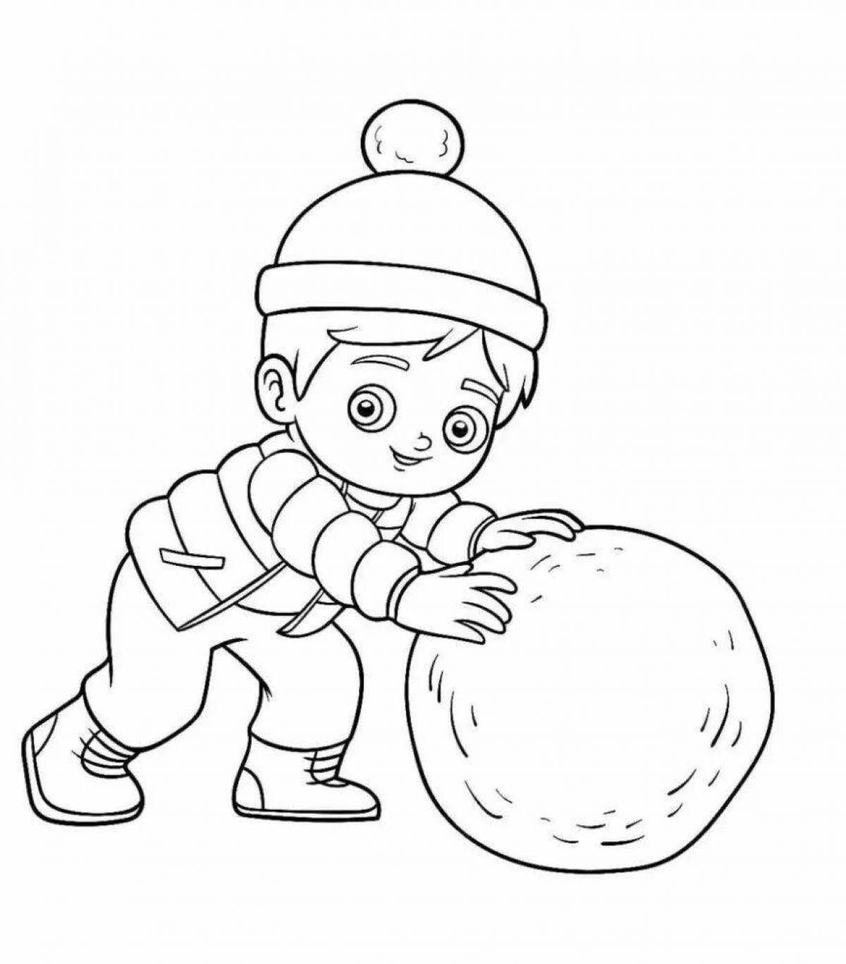 Animated snowman simulation coloring page