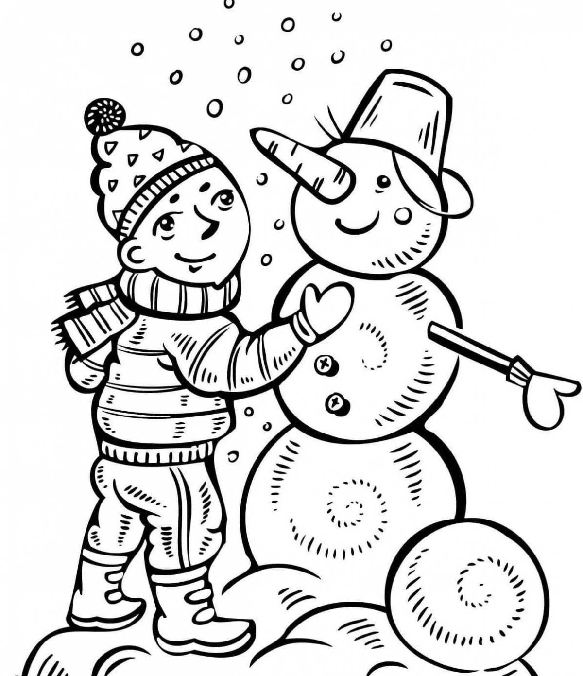 Outlandish snowman coloring page