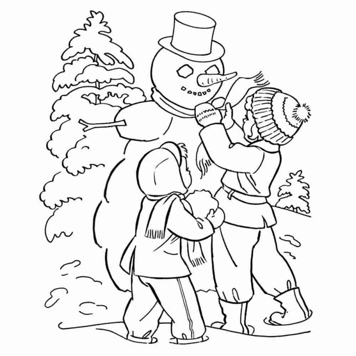 Fabulous snowman coloring page