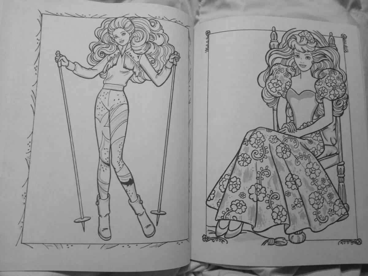 Colourful old barbie coloring book