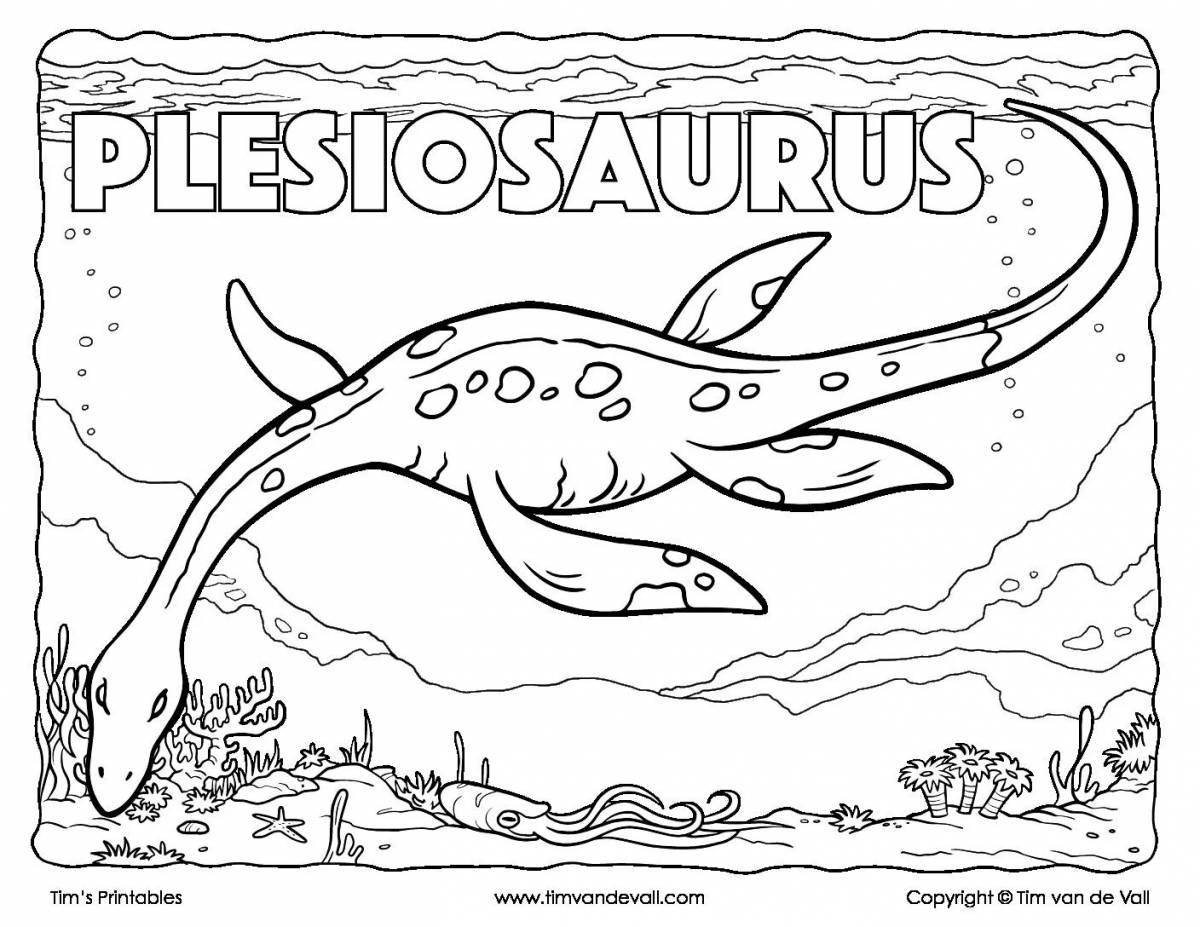A funny swimming dinosaur coloring book