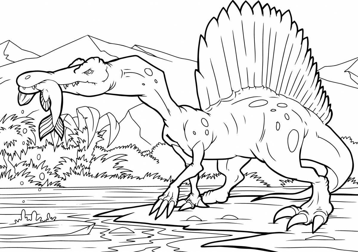 Adorable swimming dinosaur coloring page