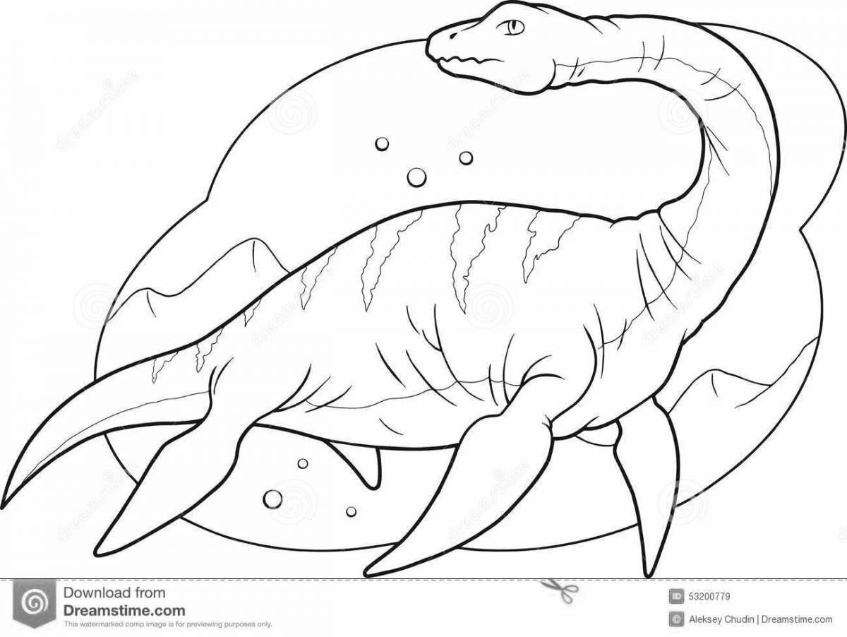 Cute swimming dinosaur coloring page