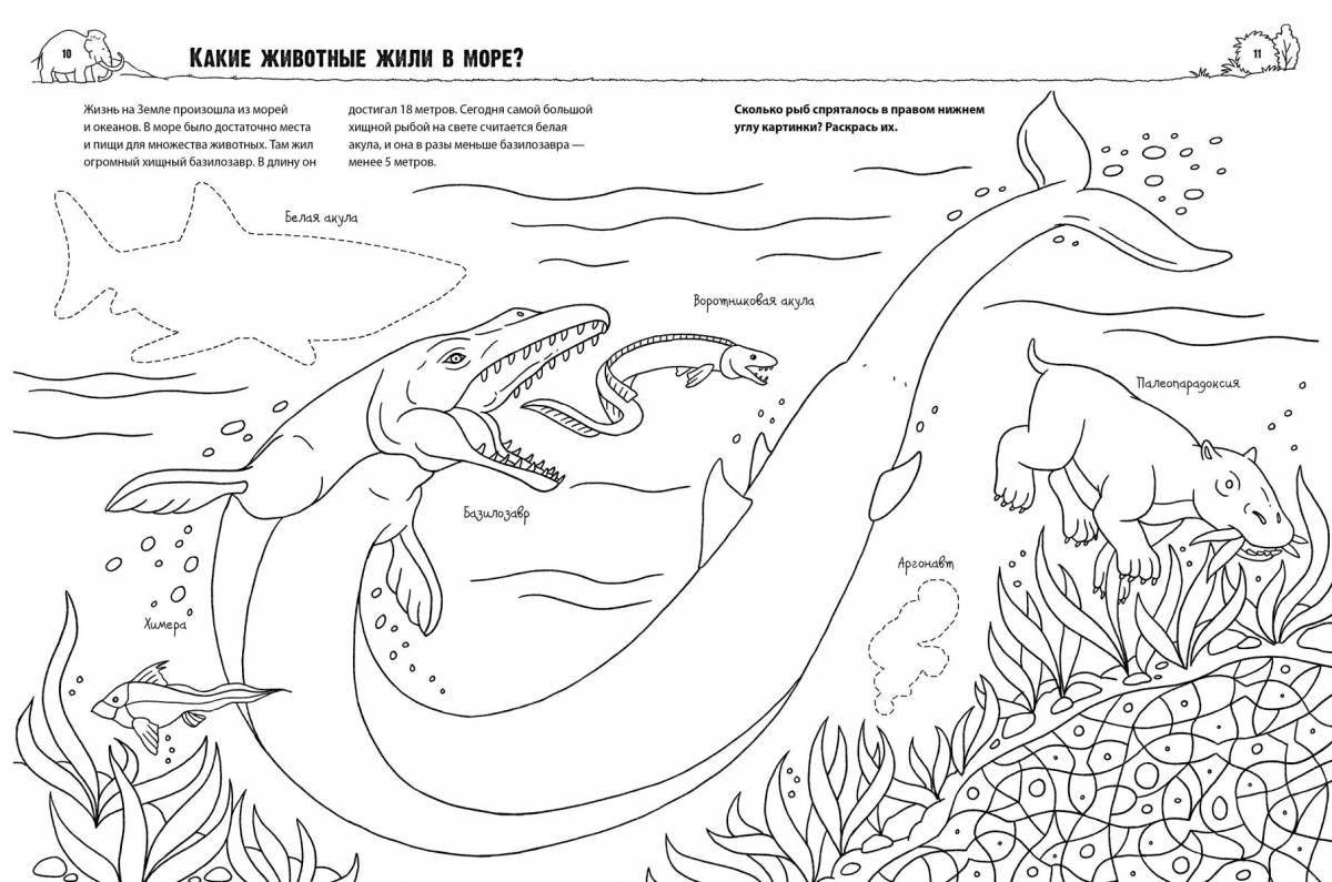 Coloring page nice swimming dinosaur