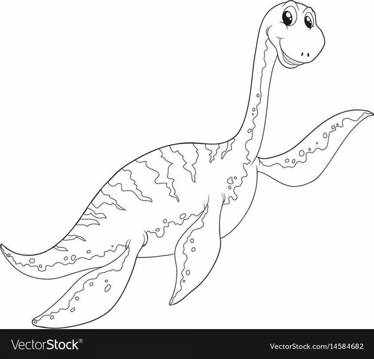 Раскраска сказочный плавающий динозавр