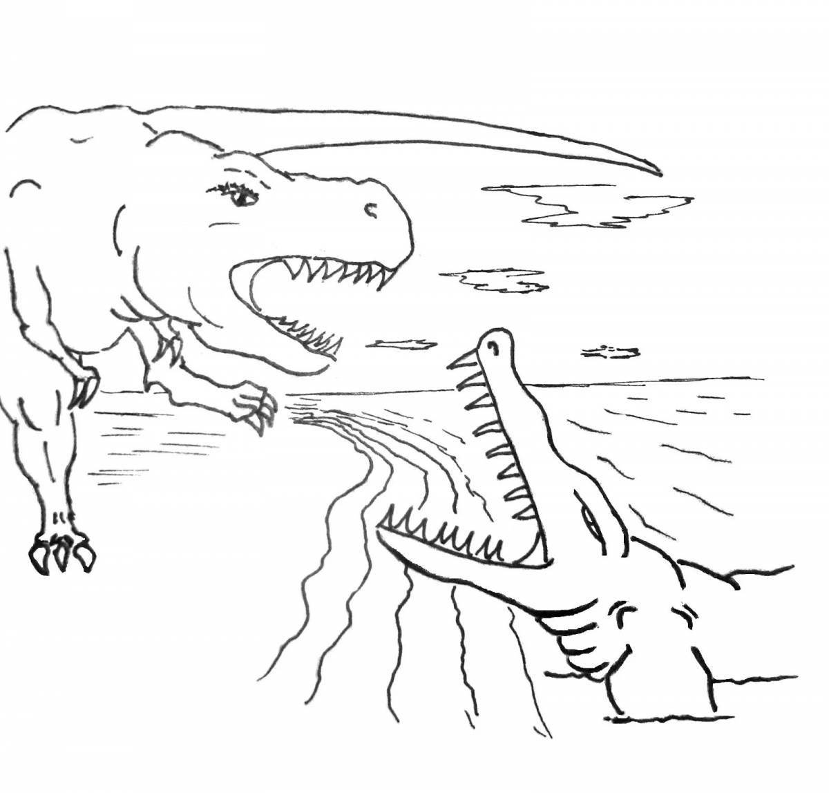 Раскраска потрясающий плавающий динозавр