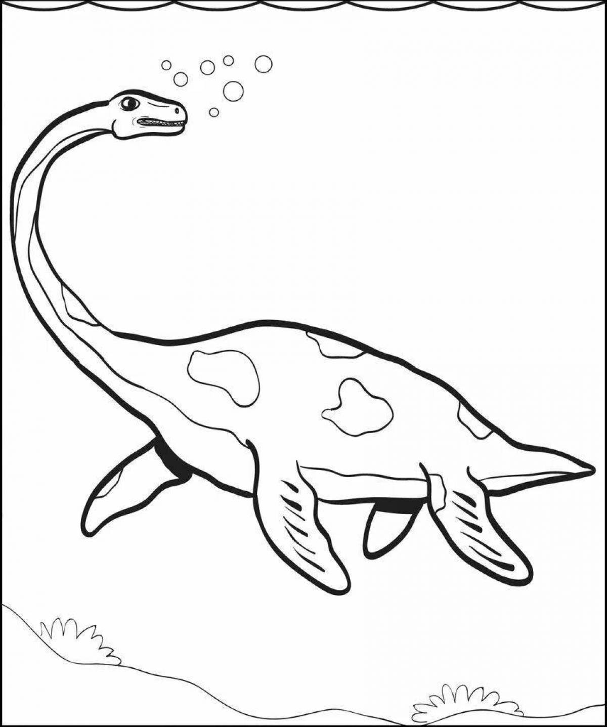 Раскраска очаровательный плавающий динозавр