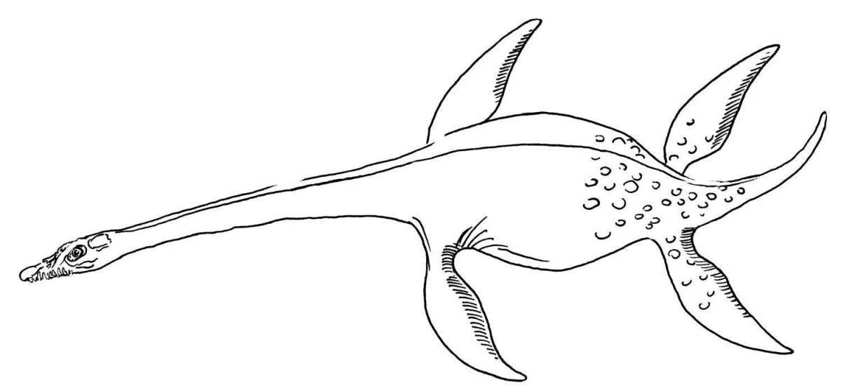 Анимированная страница раскраски плавающего динозавра