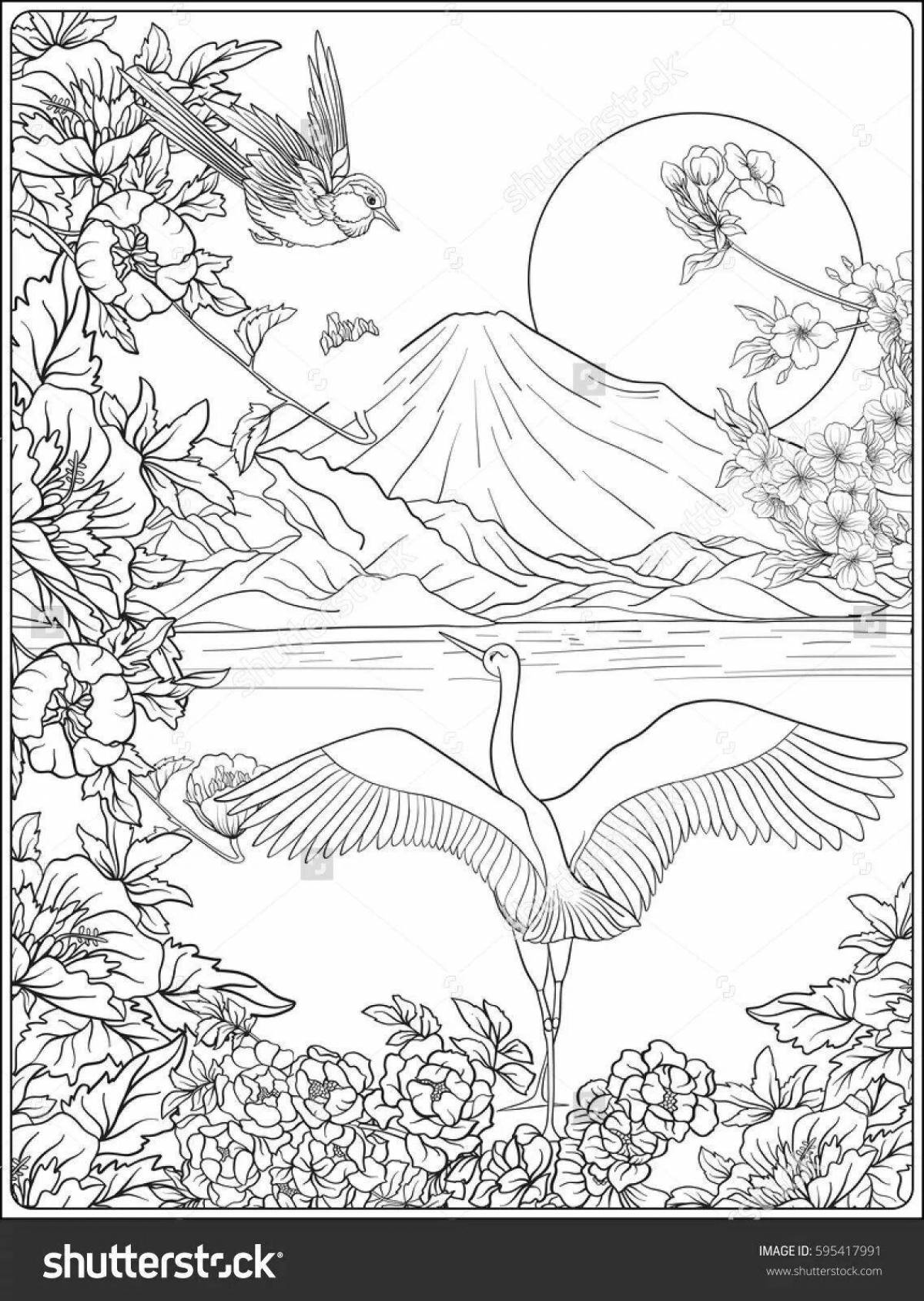 Delicate Japanese coloring page