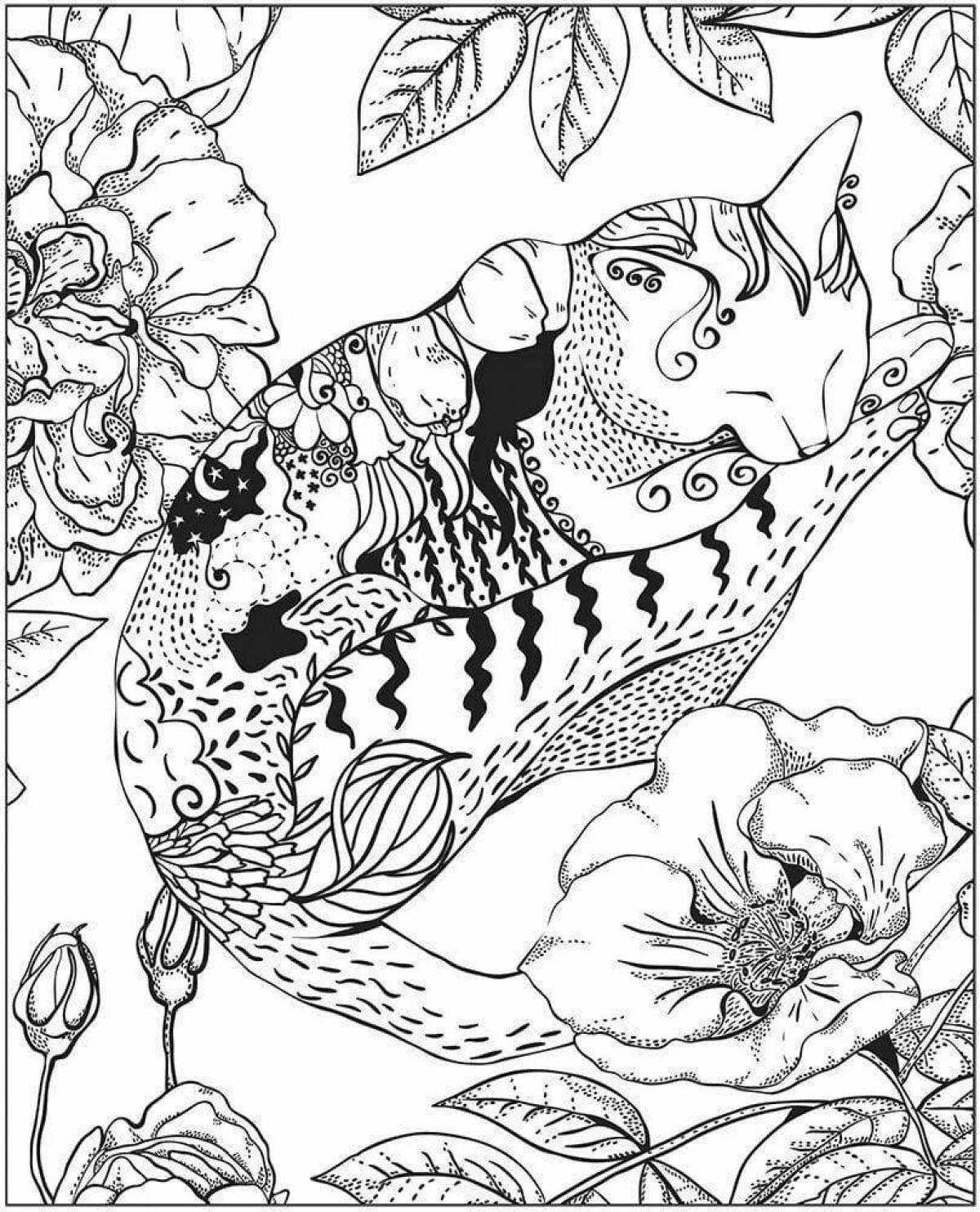 Coloring page graceful japanese motif