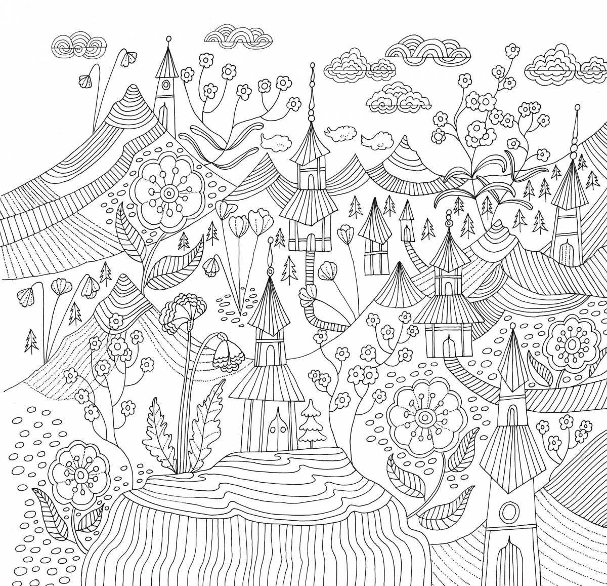 Fun coloring book with Japanese motifs