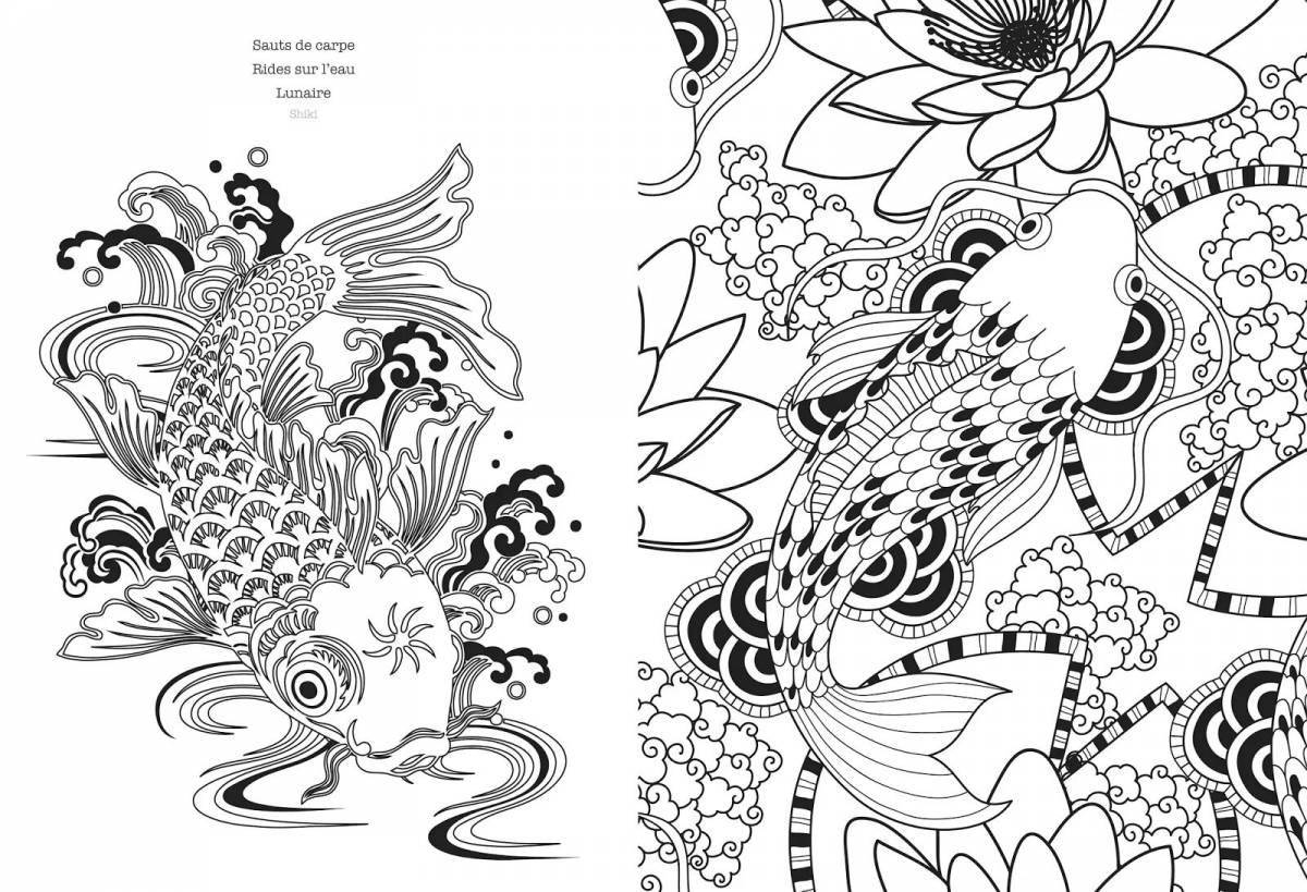 Photo Gorgeous Japanese motif coloring page