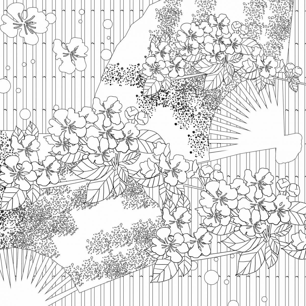 Royal Japanese motif coloring page