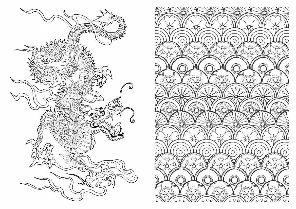 Amazing coloring page with Japanese motifs