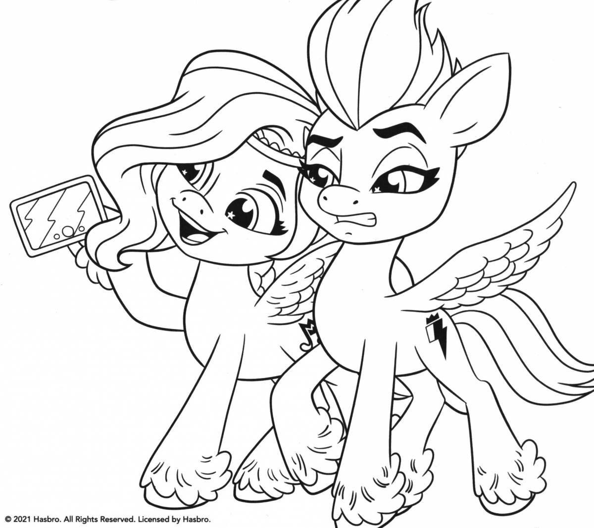Colorful pony coloring page