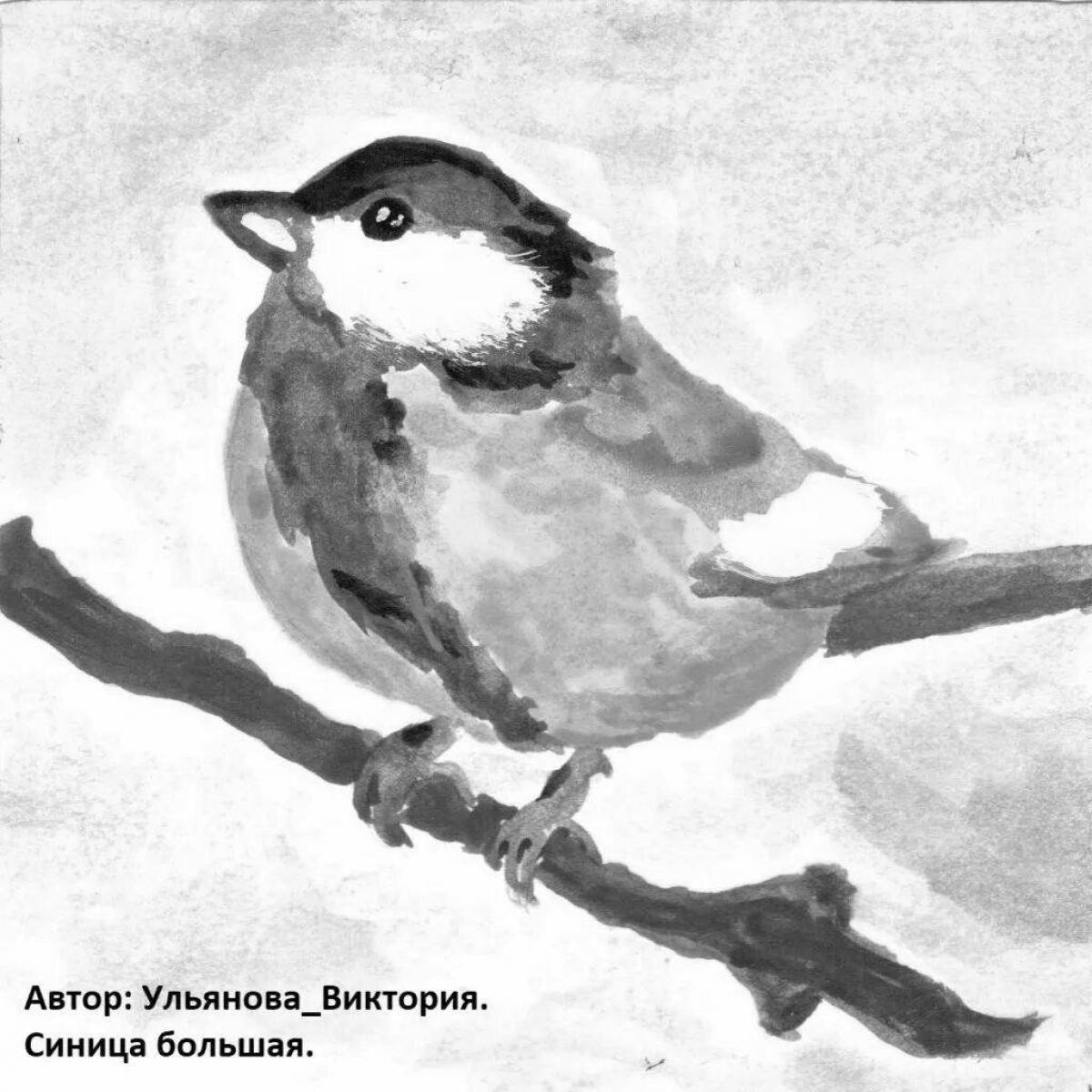 Coloring book gleeful day of the chickadee