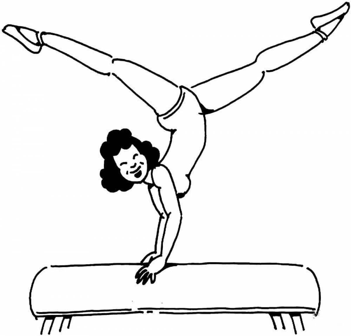 Раскраска сбалансированная гимнастка
