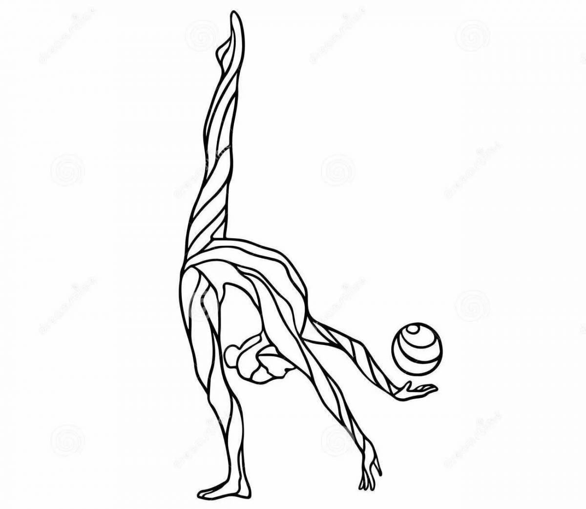 Coloring page spinning gymnast