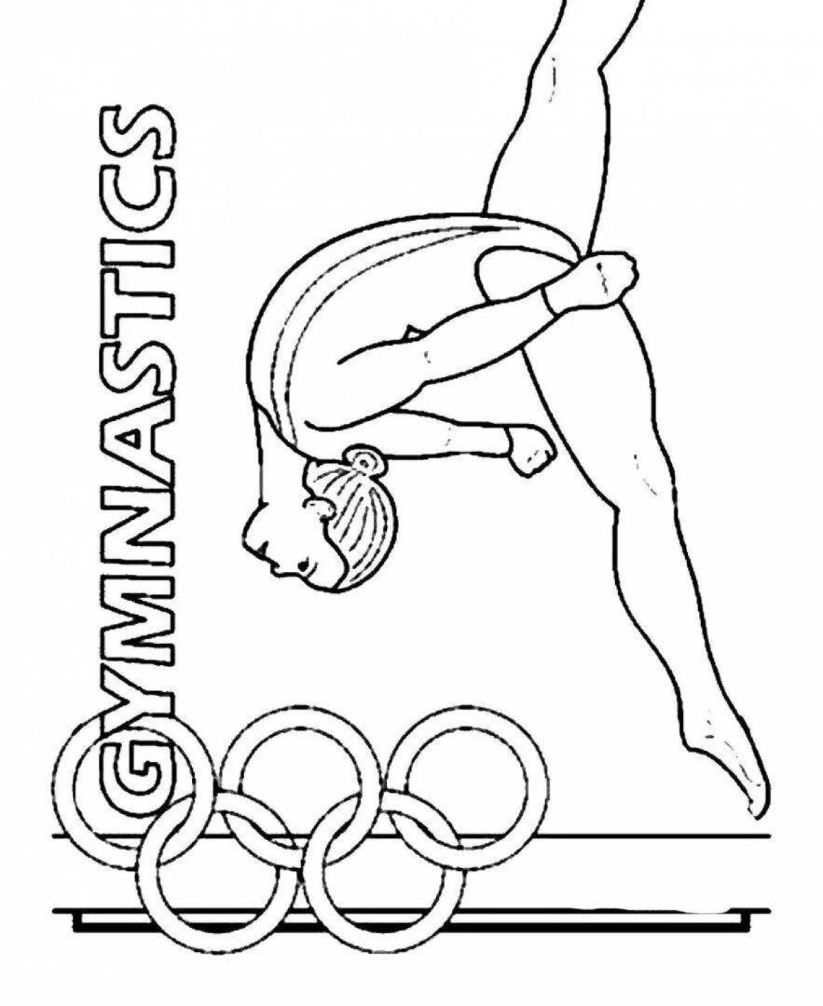 Coloring page gymnast jumping