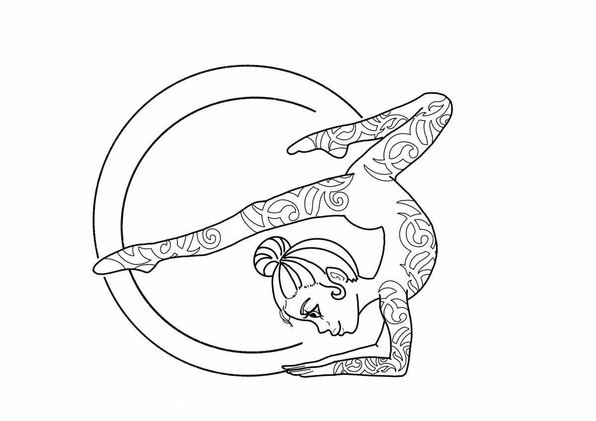 Coloring page rotating gymnast