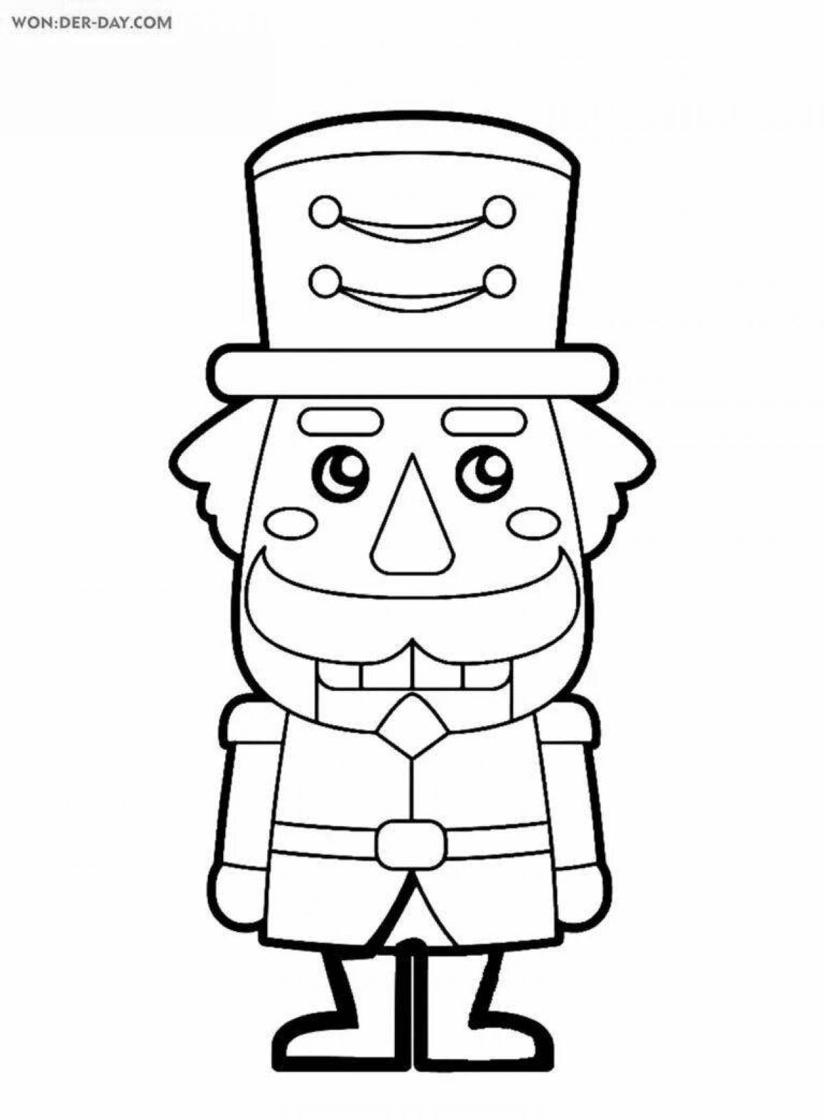 Coloring poster with glowing nutcracker