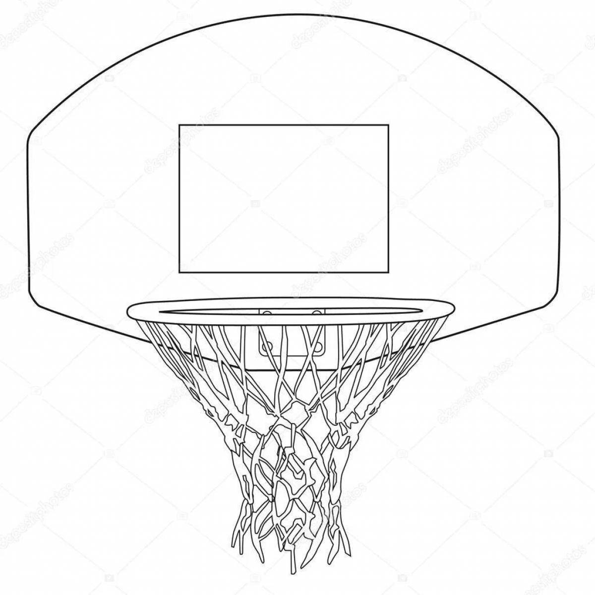 Радостная страница раскраски баскетбольного кольца