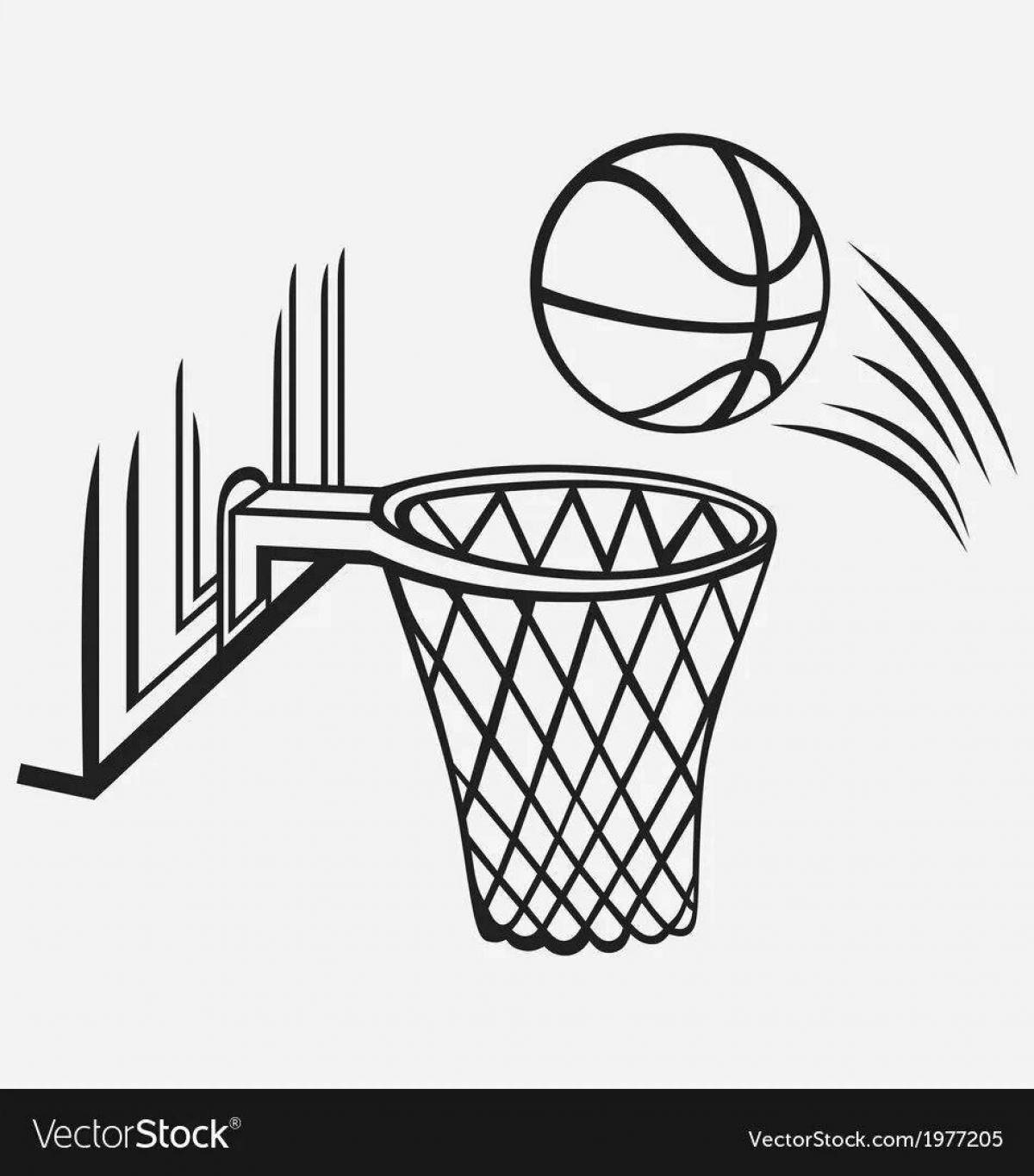 Playful basketball hoop coloring page