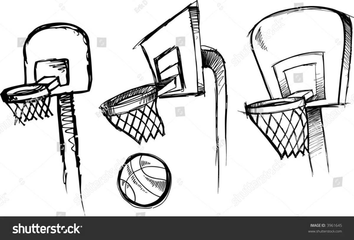 Incredible basketball hoop coloring page