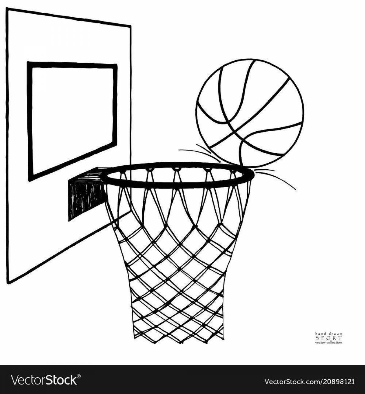 Adorable basketball hoop coloring page