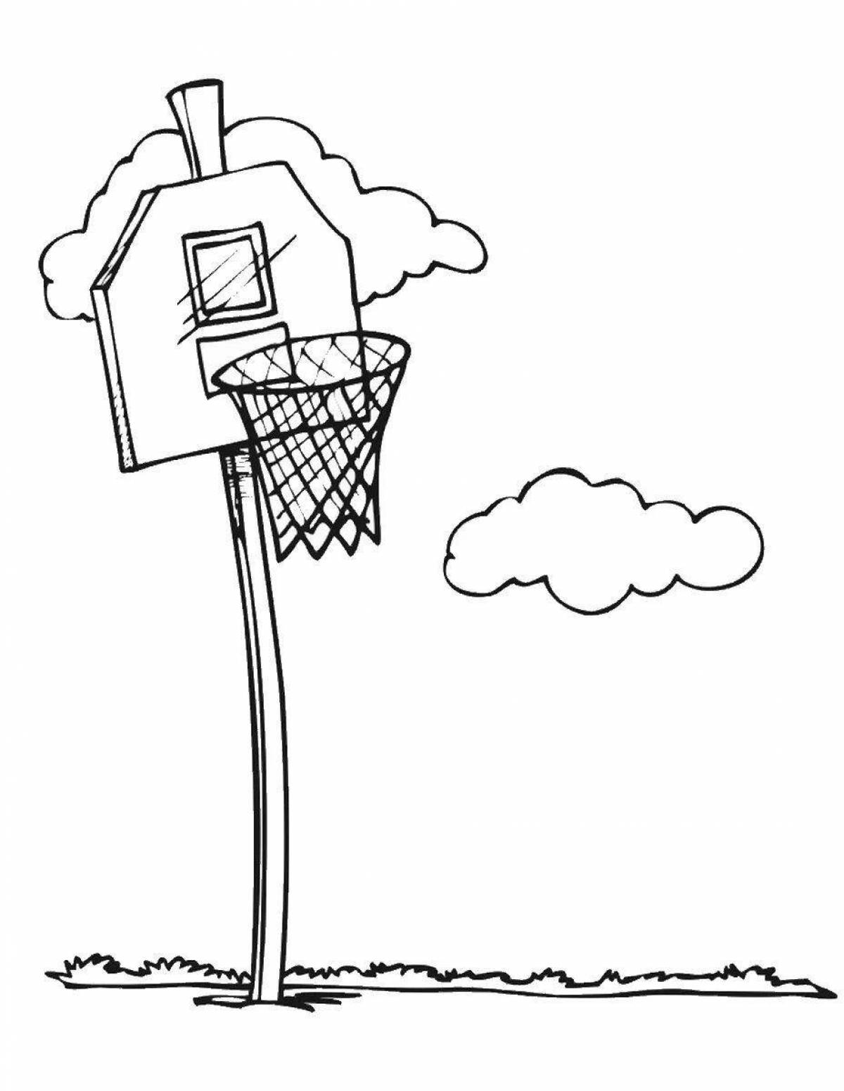 A fascinating basketball hoop coloring page
