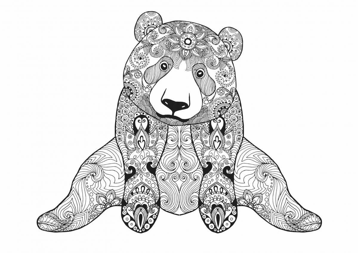 Расслабляющая антистрессовая раскраска медведь