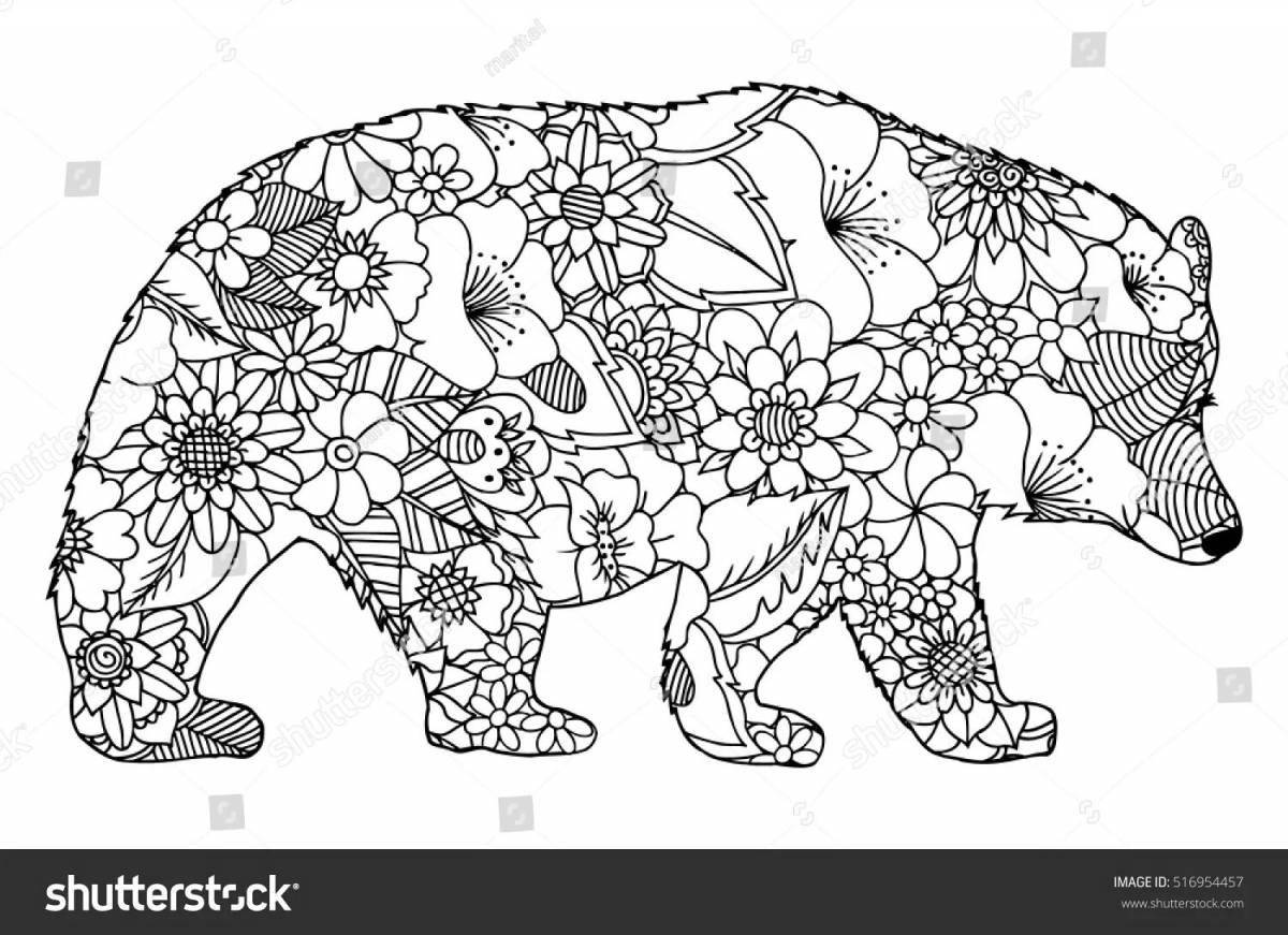 Coloring book playful antistress bear