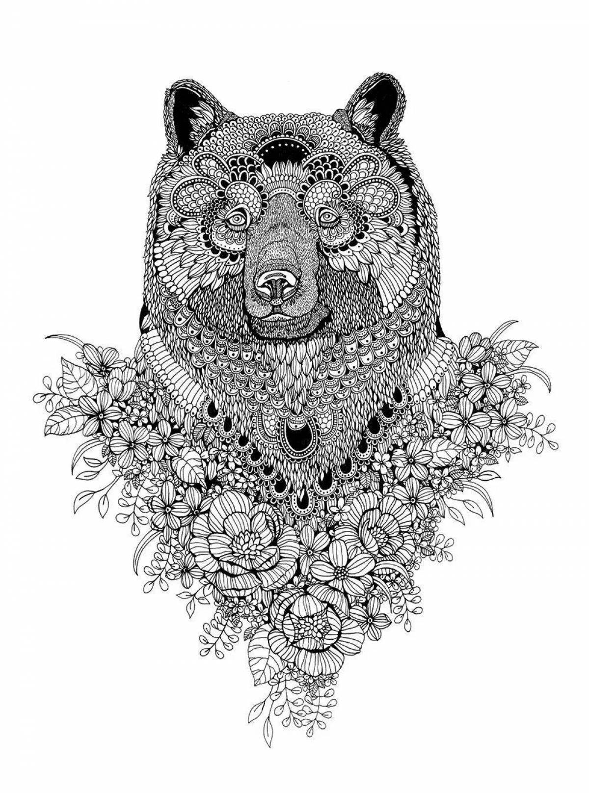 Adorable anti-stress bear coloring book