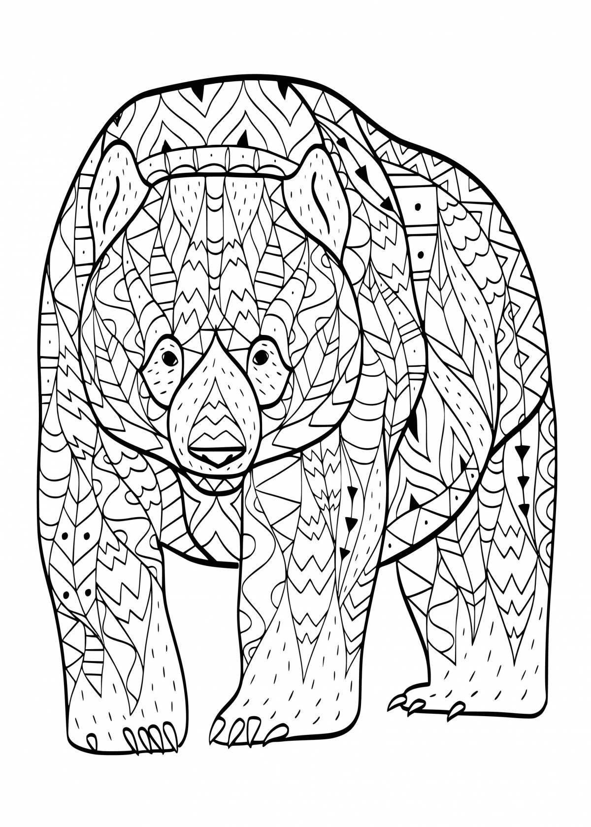 Coloring book harmonious antistress bear