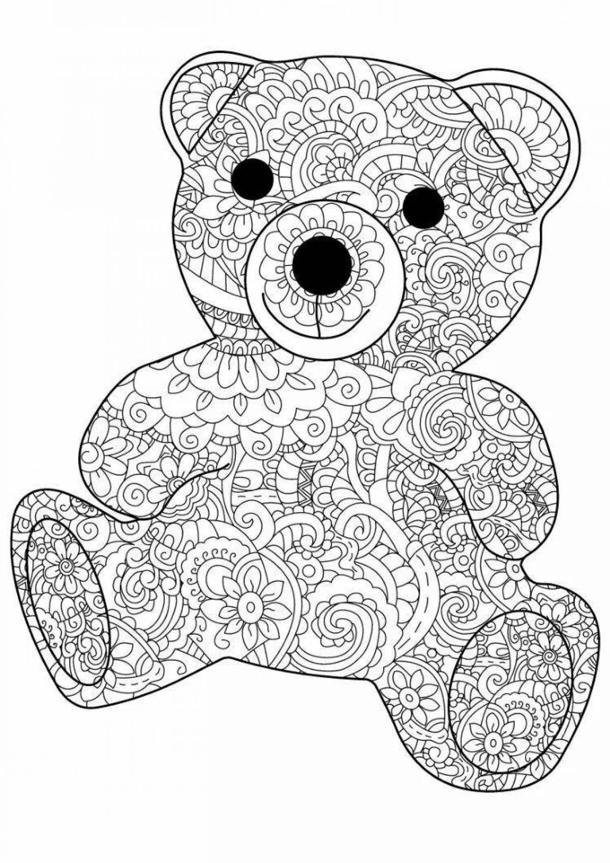 Увлекательная антистрессовая раскраска медведь