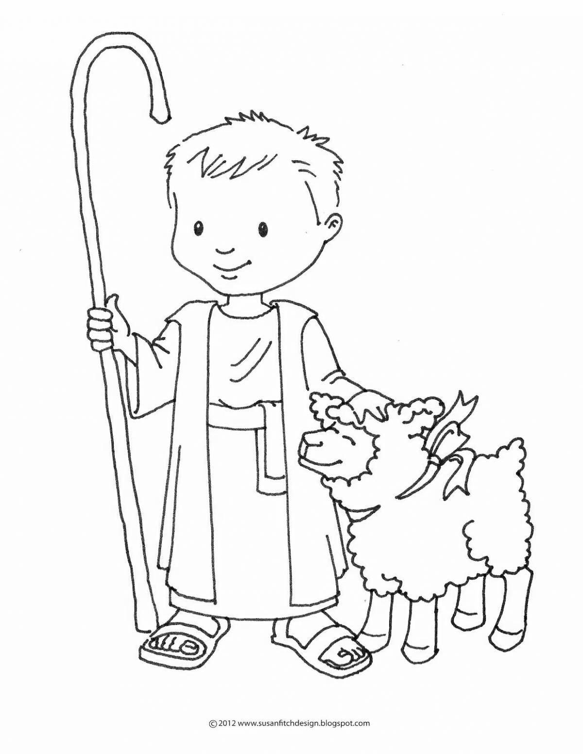 Coloring page joyful shepherd lel