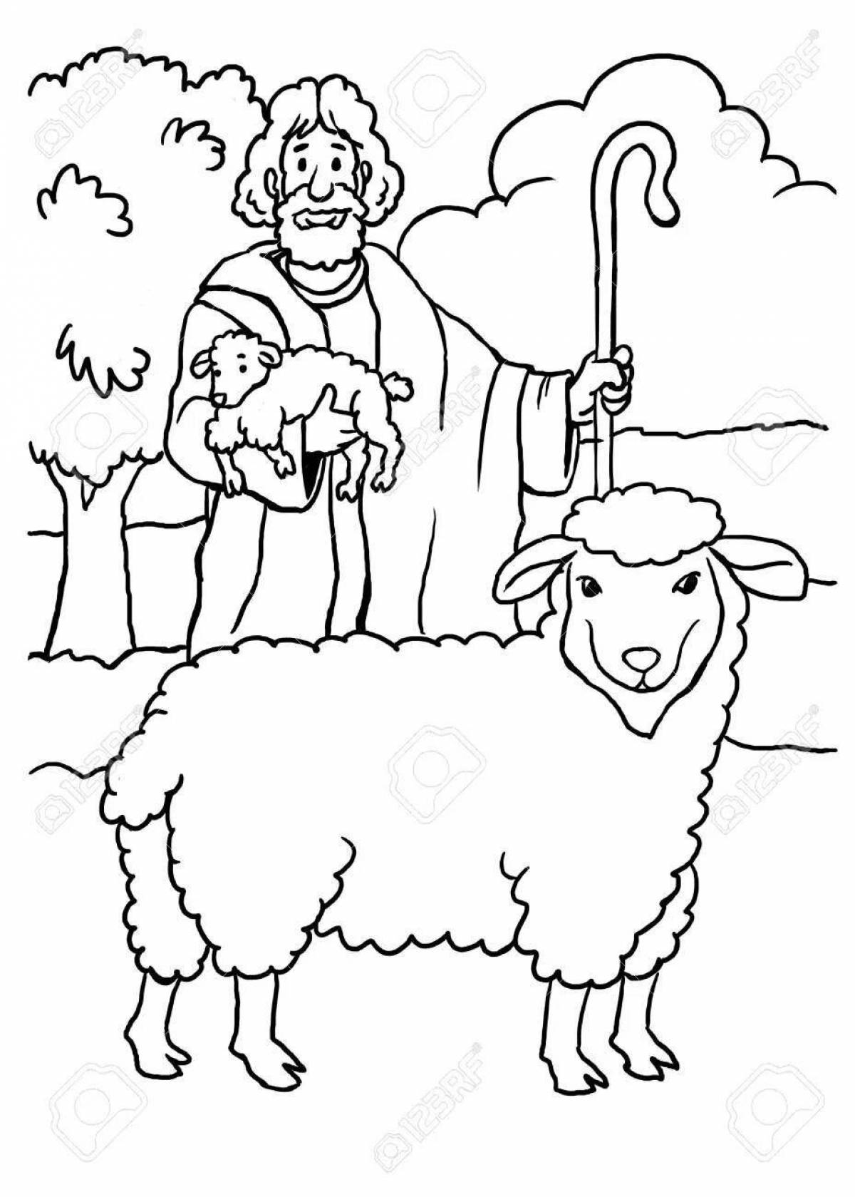 Coloring page festive shepherd lel