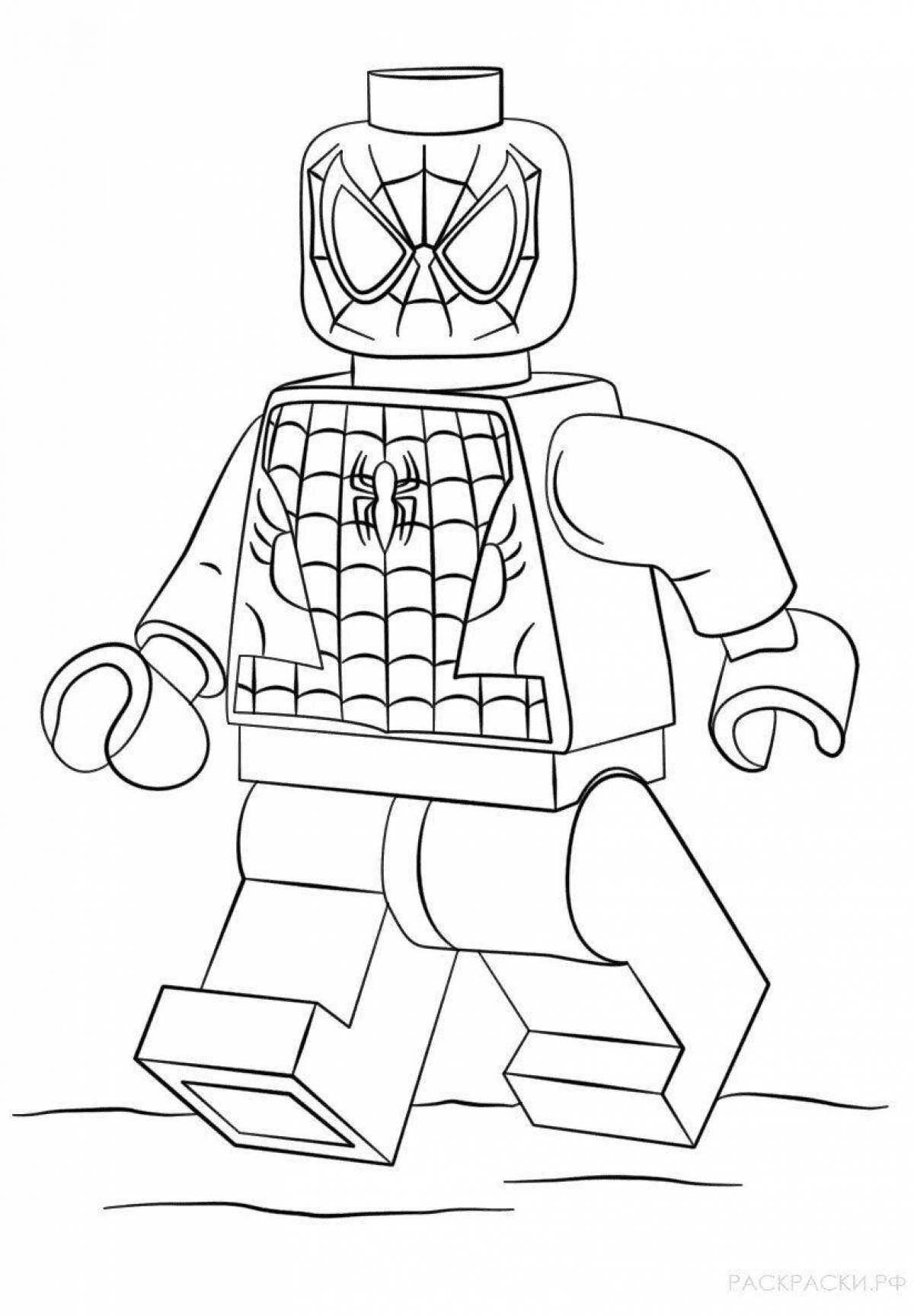Красочная страница раскраски lego spiderman