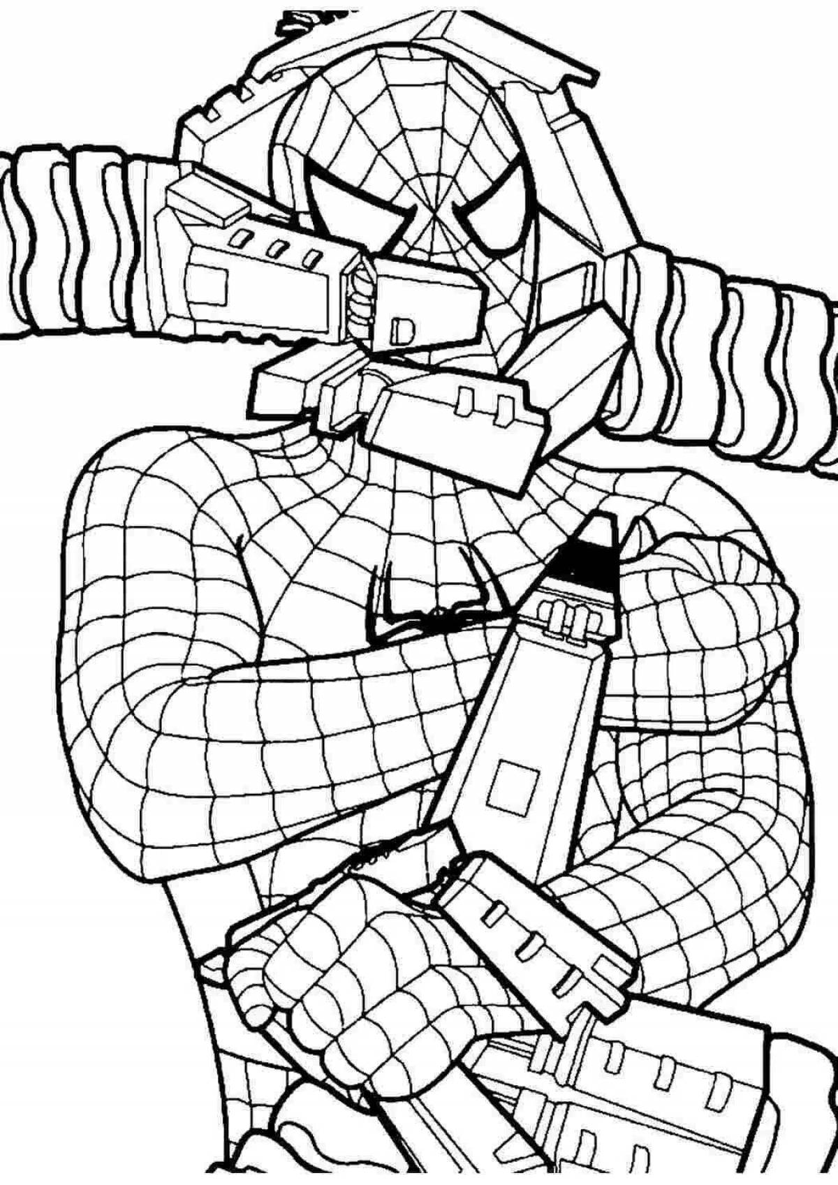 Радостная раскраска lego spiderman