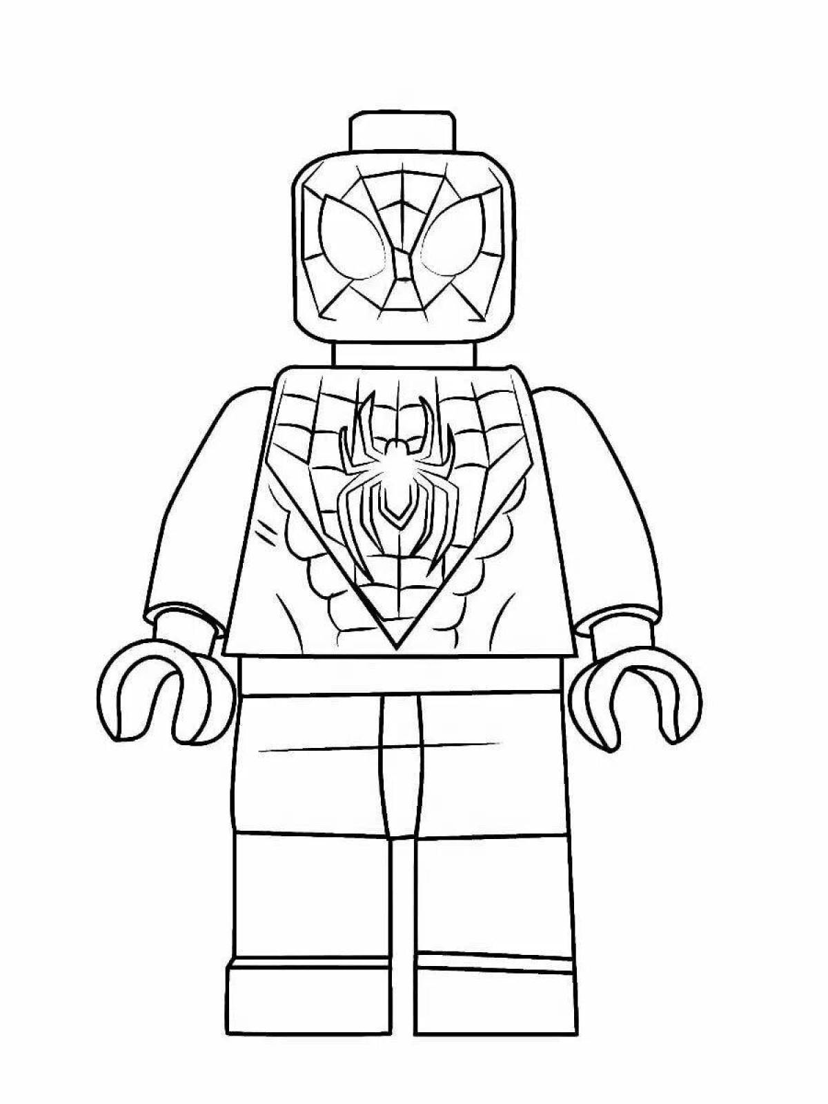 Игривая страница раскраски lego spiderman