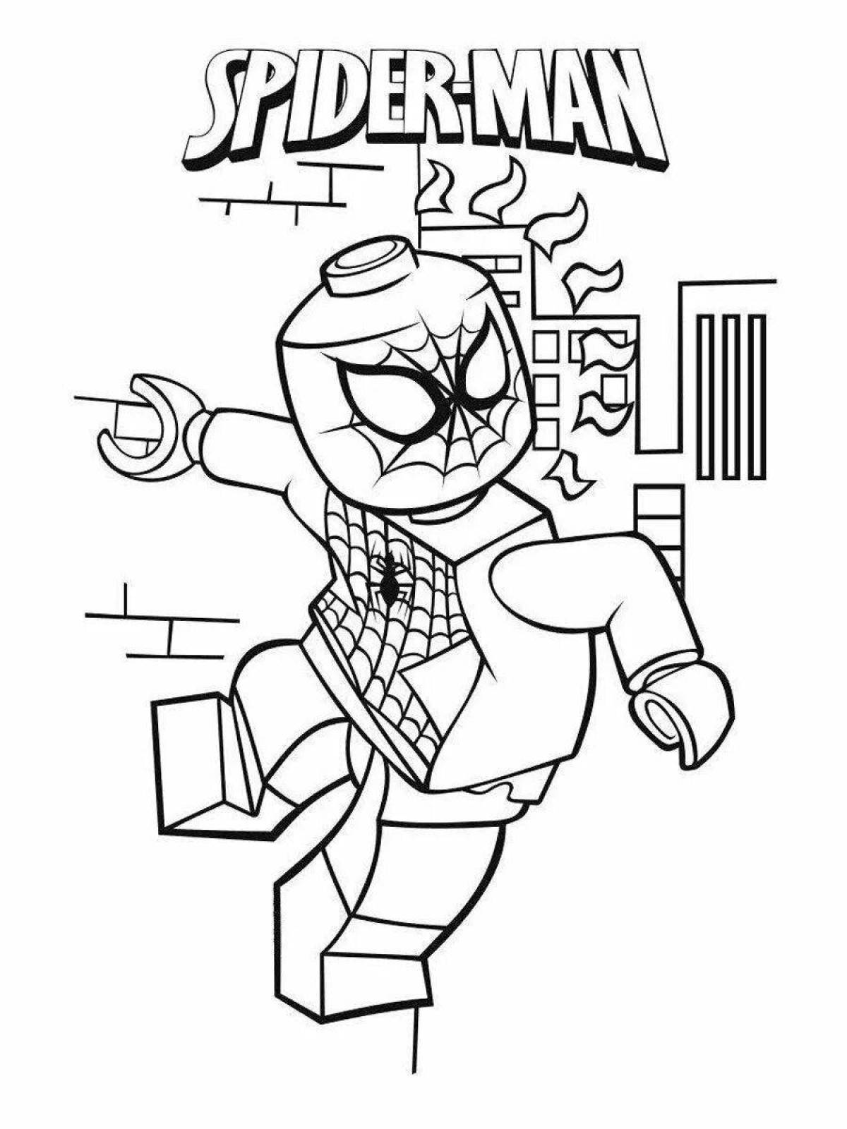 Увлекательная раскраска lego spiderman