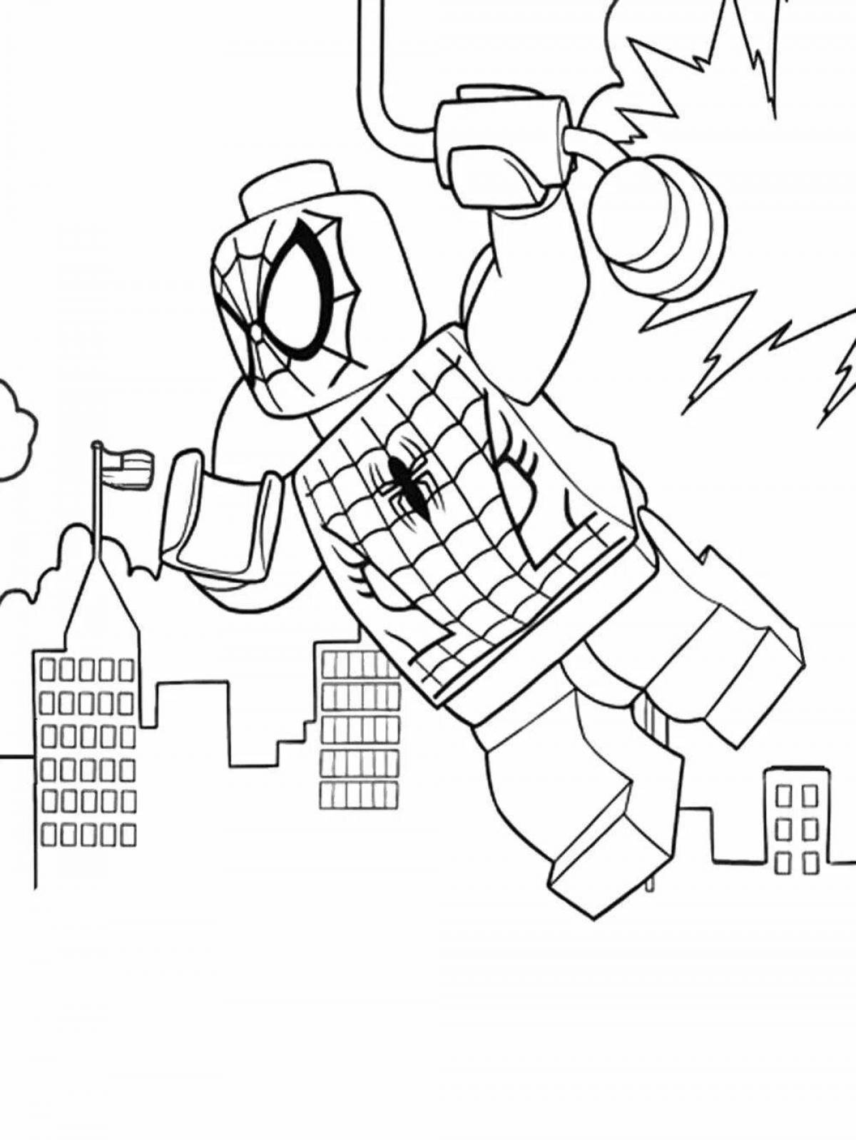 Восхитительная страница раскраски lego spiderman