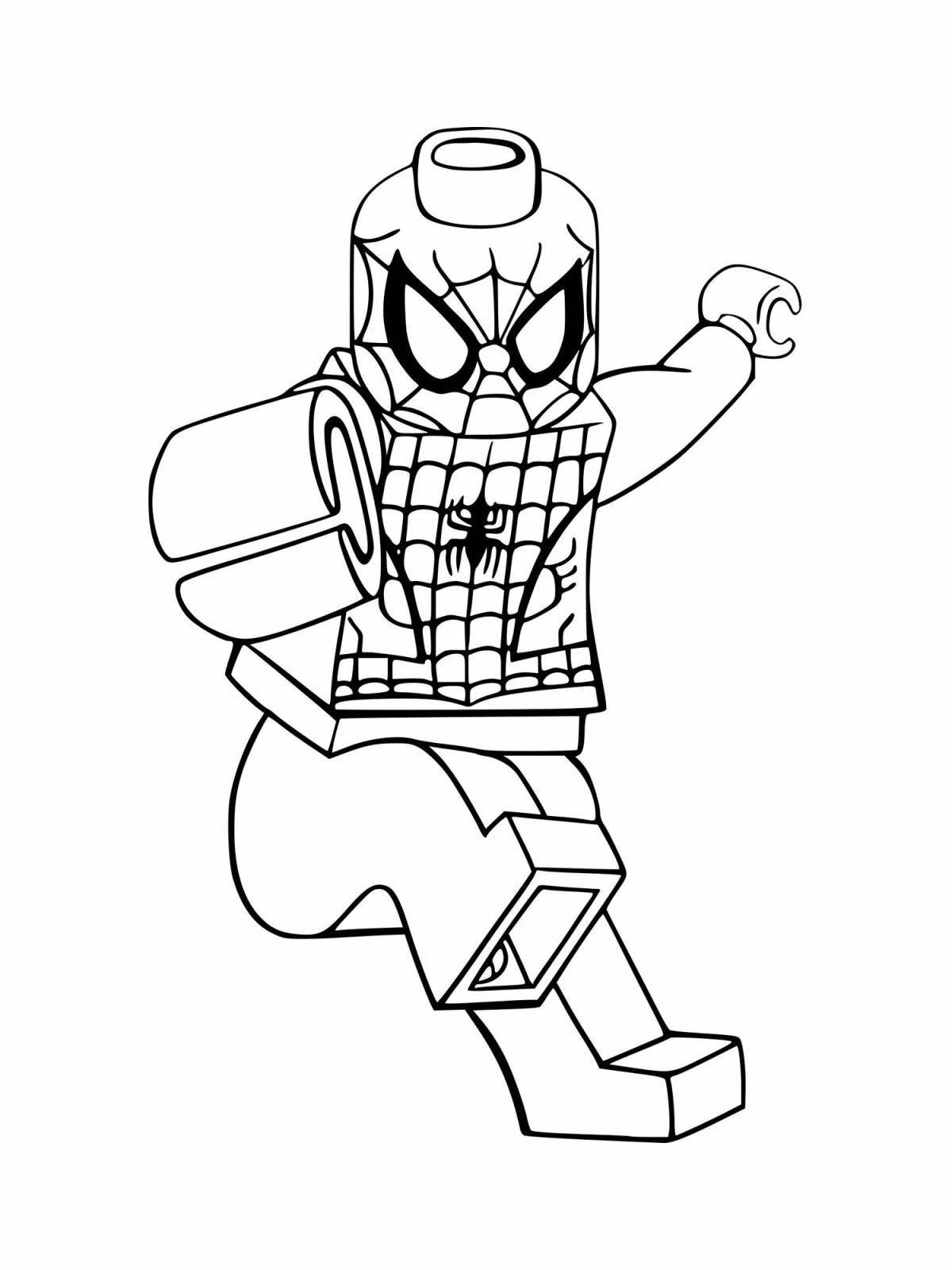 Яркая страница раскраски lego spiderman