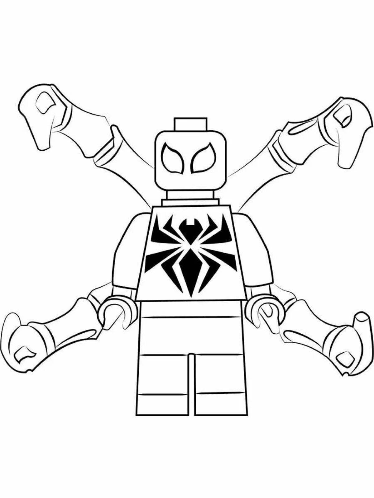 Забавная раскраска lego spiderman