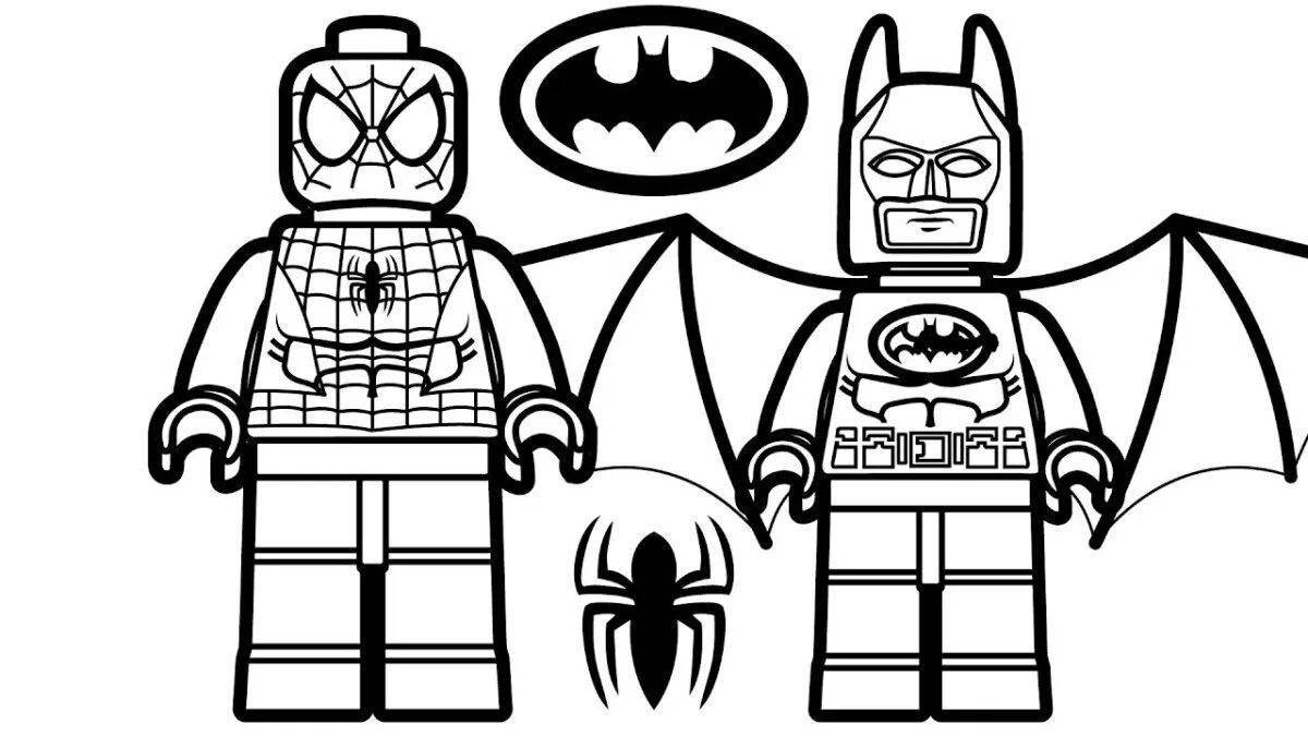 Поразительная страница раскраски lego spiderman