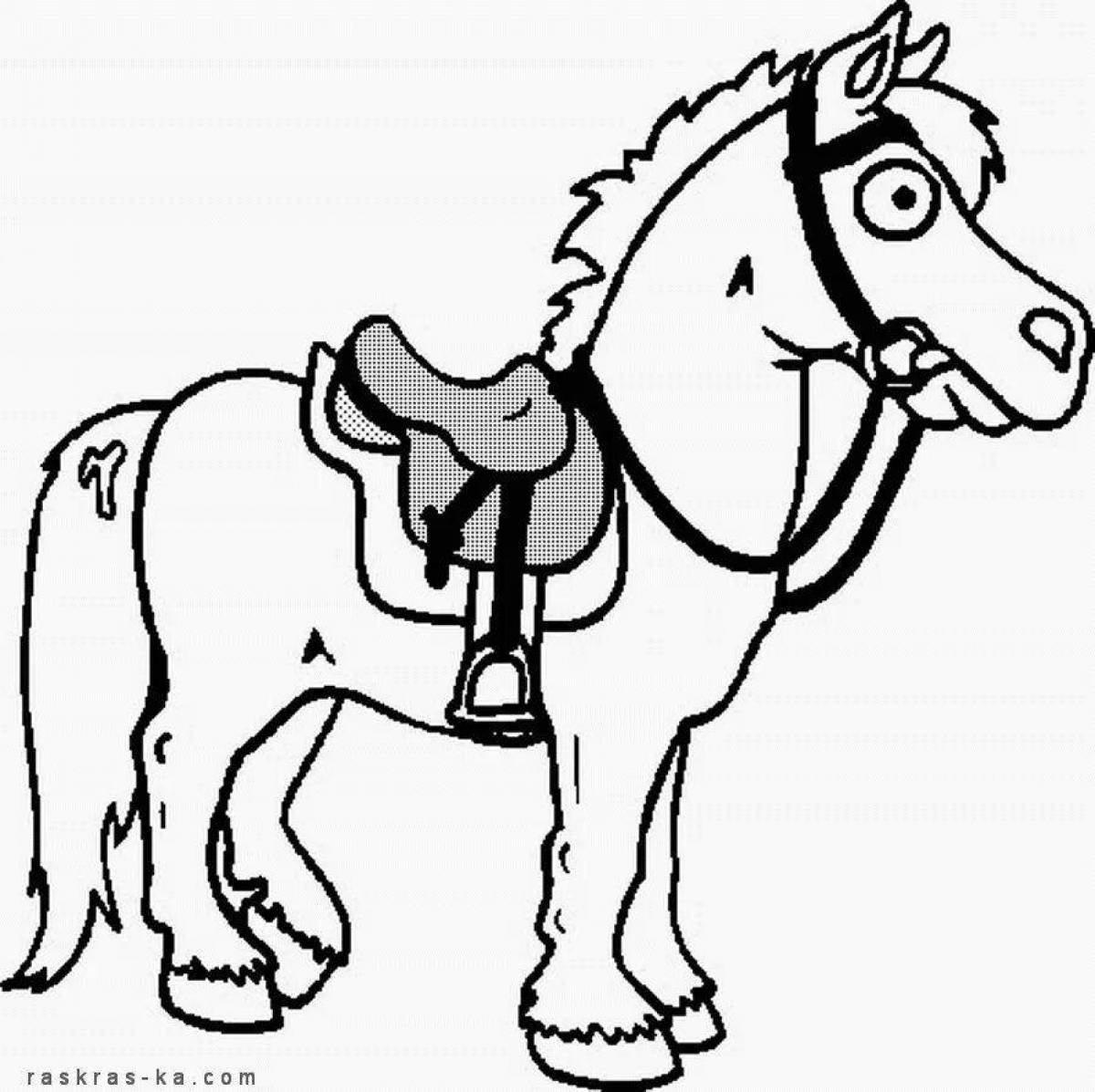 Photo Majestic cartoon horse coloring book